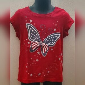 2/$10 - Girl's Red, White, & Blue Butterfly Print Tee